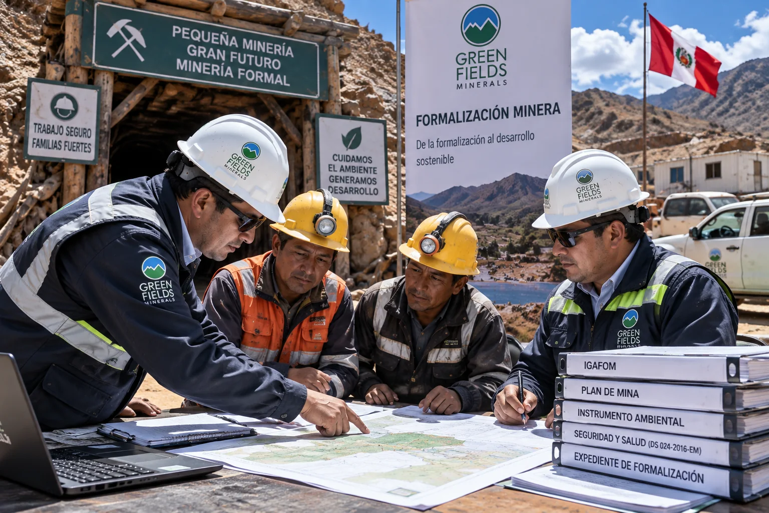 Equipo técnico de Greenfields Minerals acompañando proceso de formalización minera