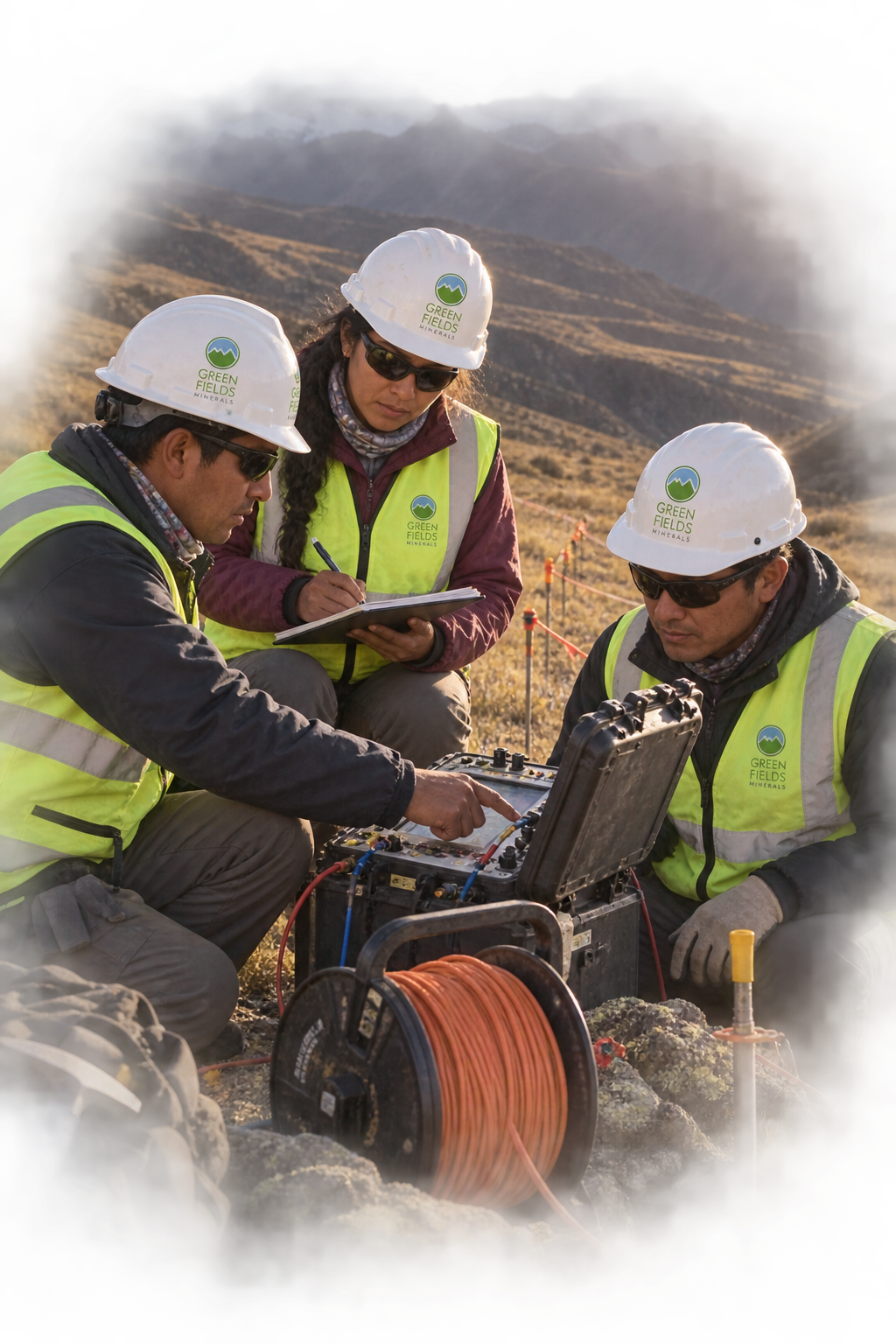 Trabajo geofísico de campo en exploración minera