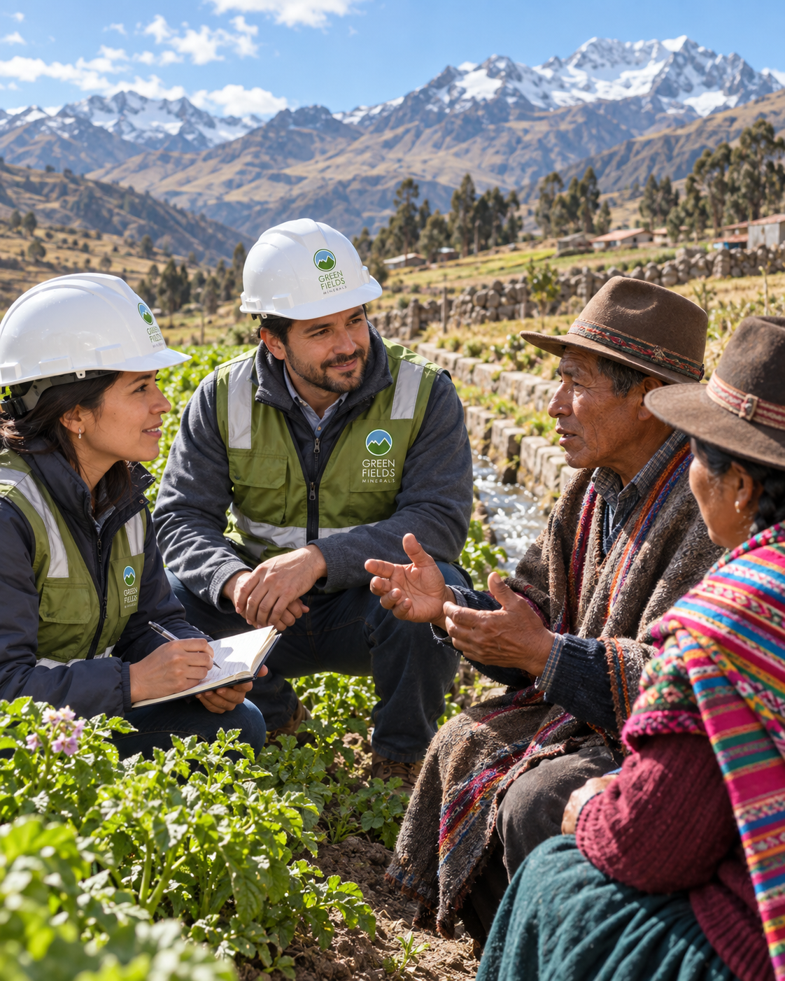 Conversación con población local en área agrícola