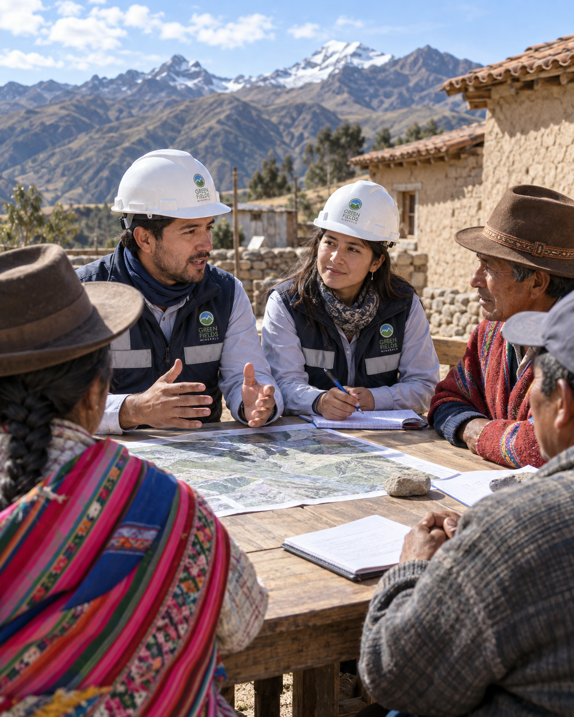 Reunión técnica con comunidad y equipo de Greenfields Minerals